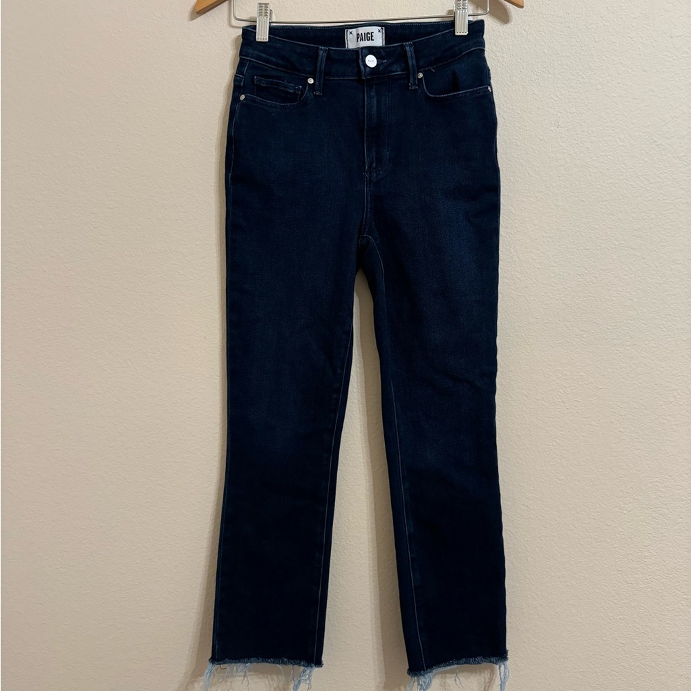 Paige Cindy Crop Dark wash Distressed Jean